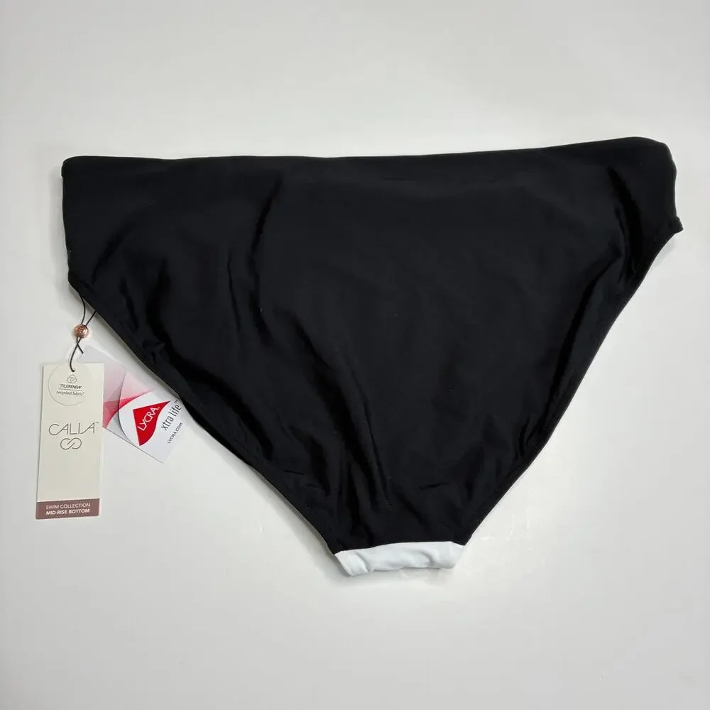 CALIA Carrie Underwood Black & White Bikini Bottoms Loop Detail NWT Womens XXL